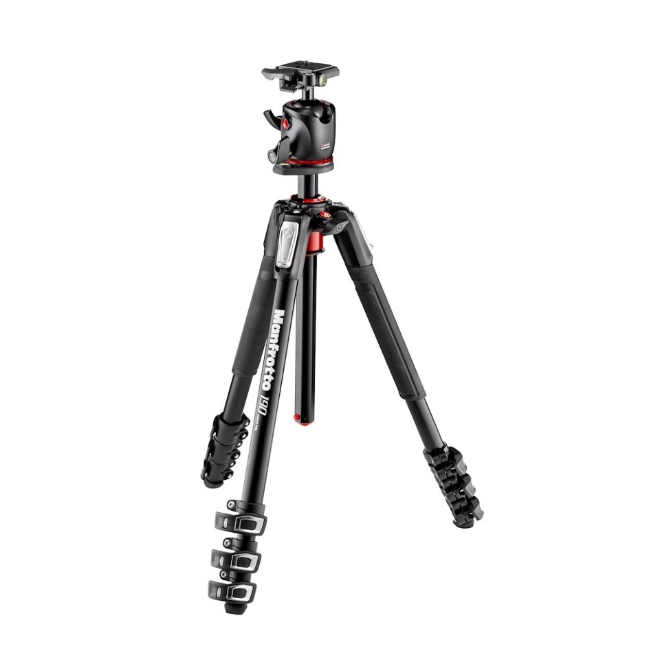 Bộ chân máy ảnh Manfrotto 190 ALU 4-S Kit XPRO Ball Head Q2 Màu Đen