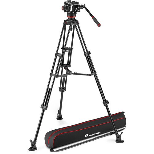 Bộ chân máy Manfrotto 504X Fluid Video Head & Aluminium Twin Tripod  Black (Mid-Level Spreader)