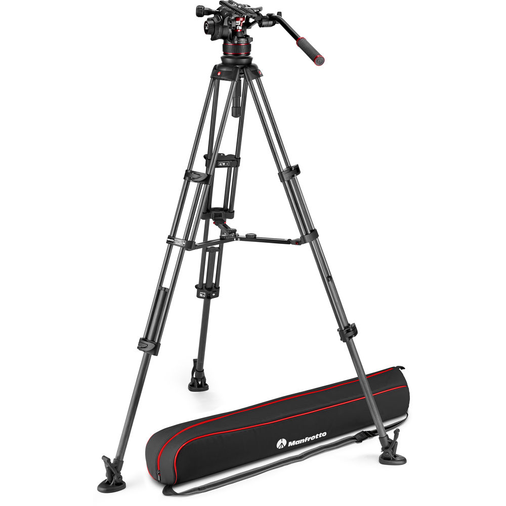 Bộ chân máy quay Nitrotech 608 Fluid Video Head & Carbon Fiber Twin Leg Tripod (Mid Spreader)